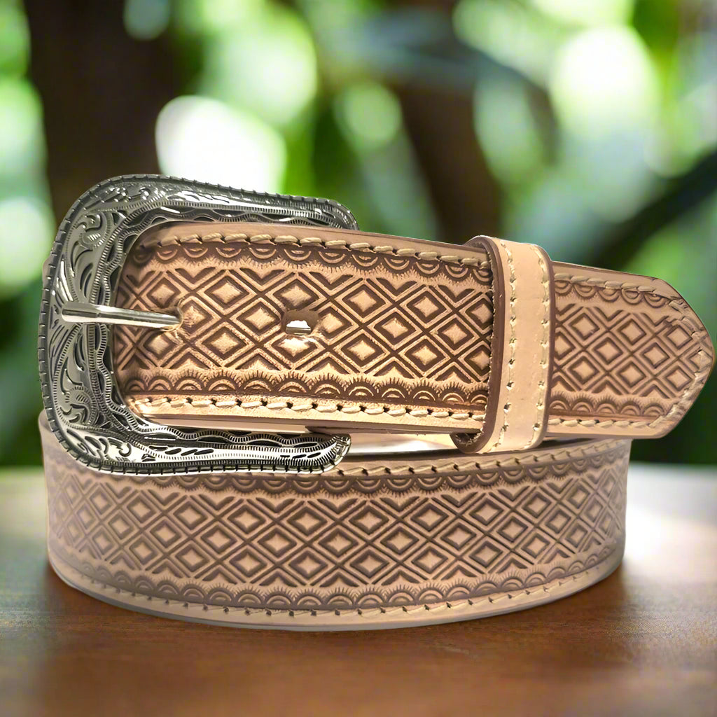 Brown leather belt for men handmade with genuine leather