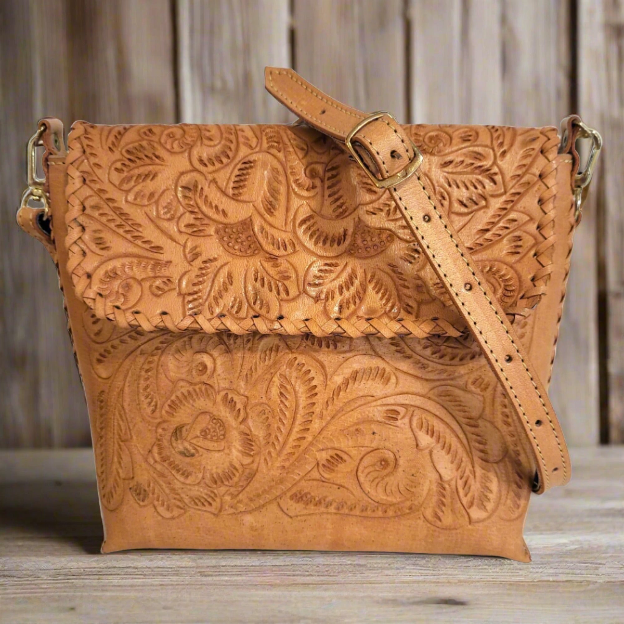 Hand tooled leather bag for women, shoulder leather bag, handmade handbag