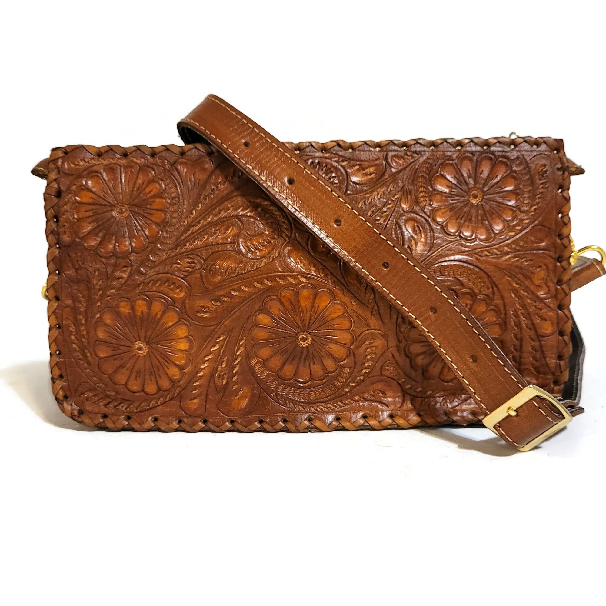 Hand tooled leather bag for women, small leather  shoulder bag, leather womens bag