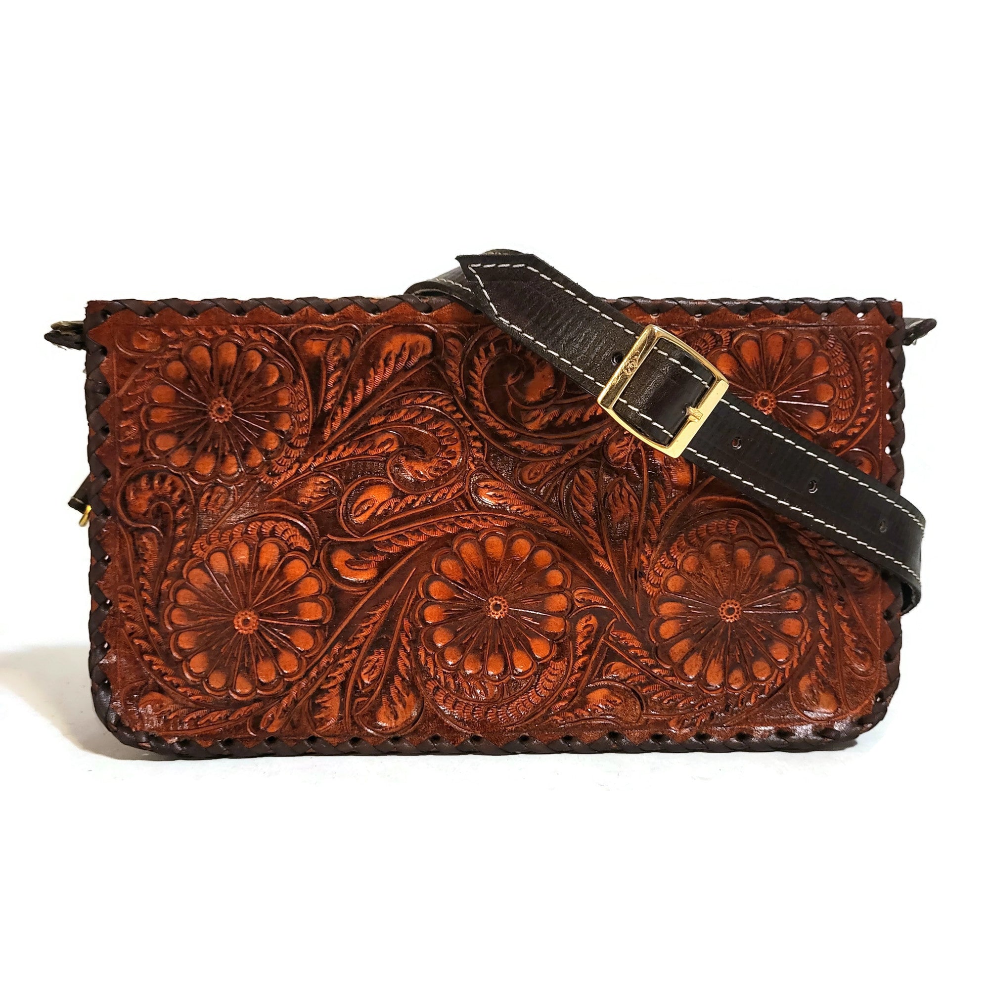Hand tooled leather bag