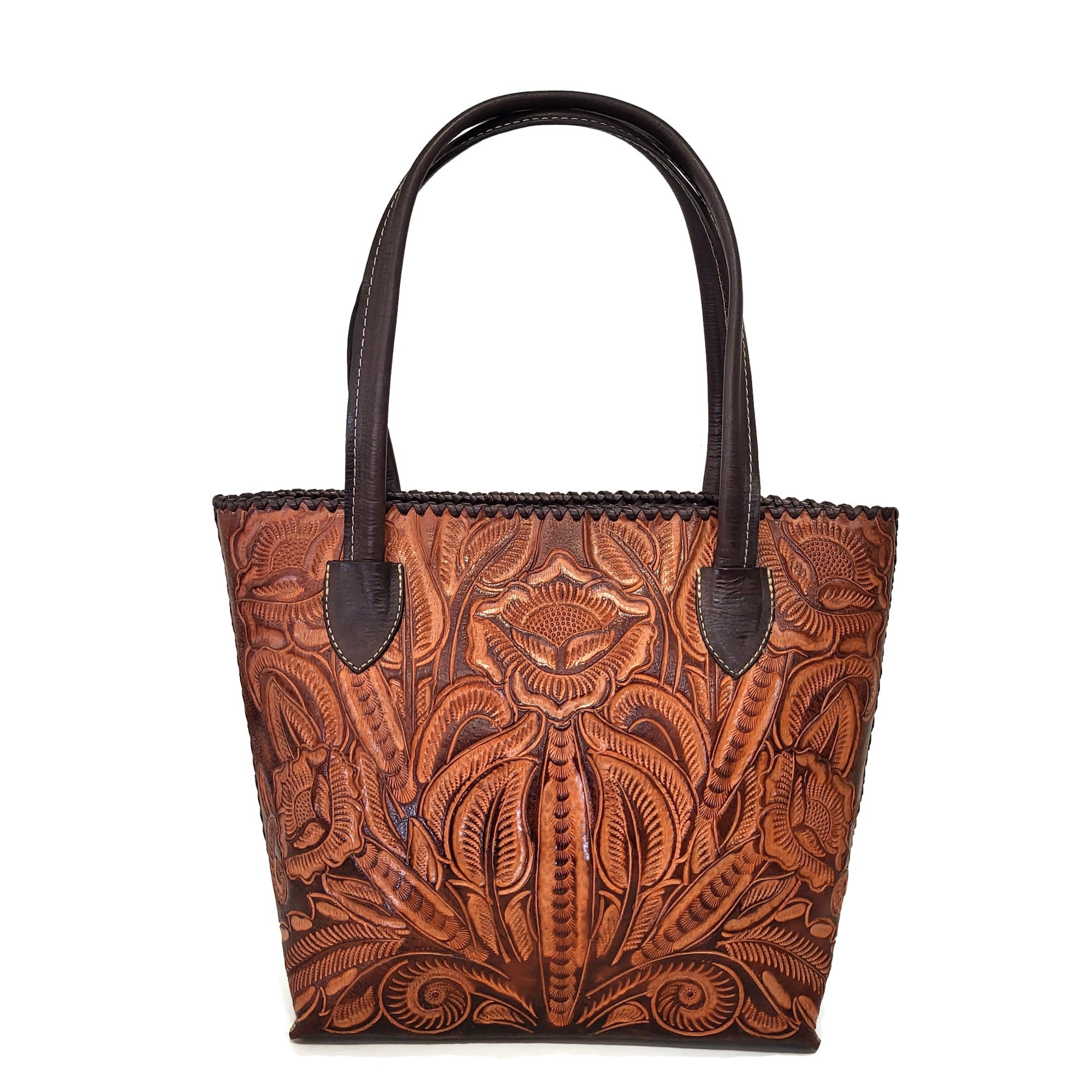 Tote bag, Hand tooled leather, leather handbag,  leather women purse
