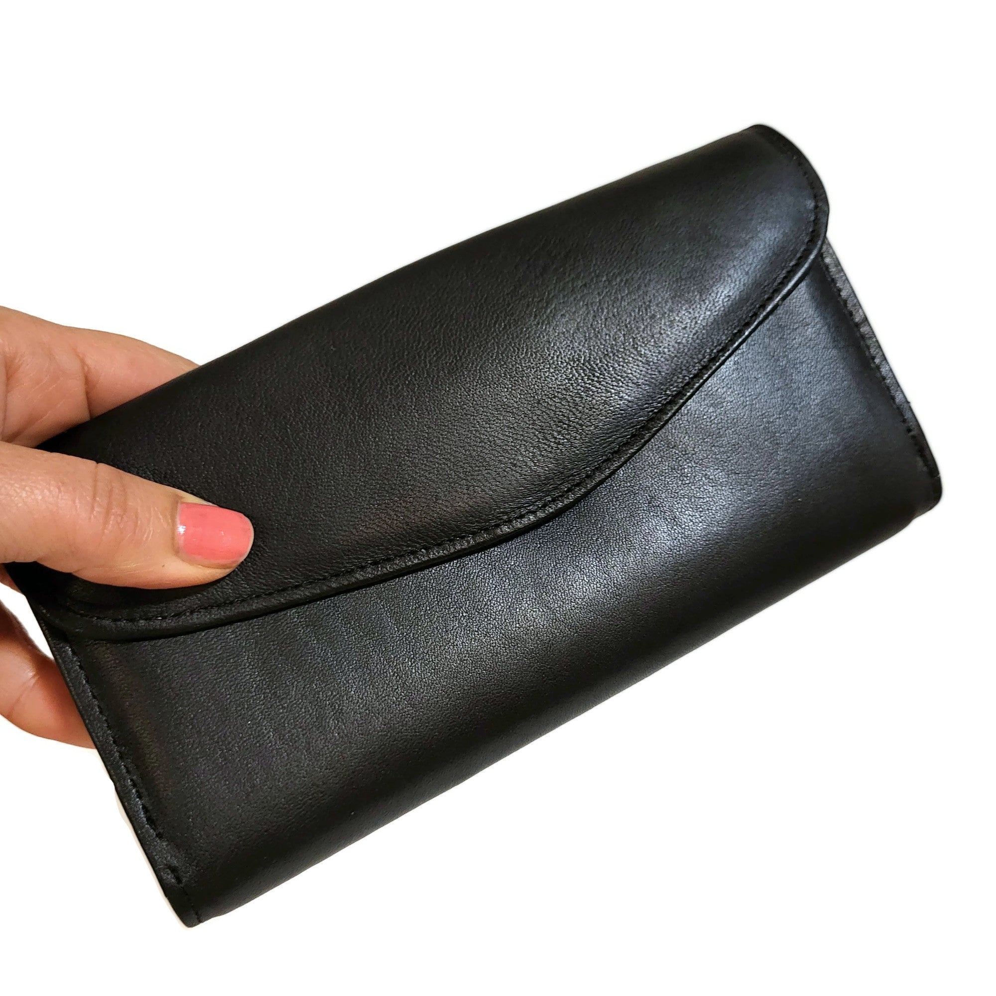 Large leather Wallet for cards , for woman, with zipper