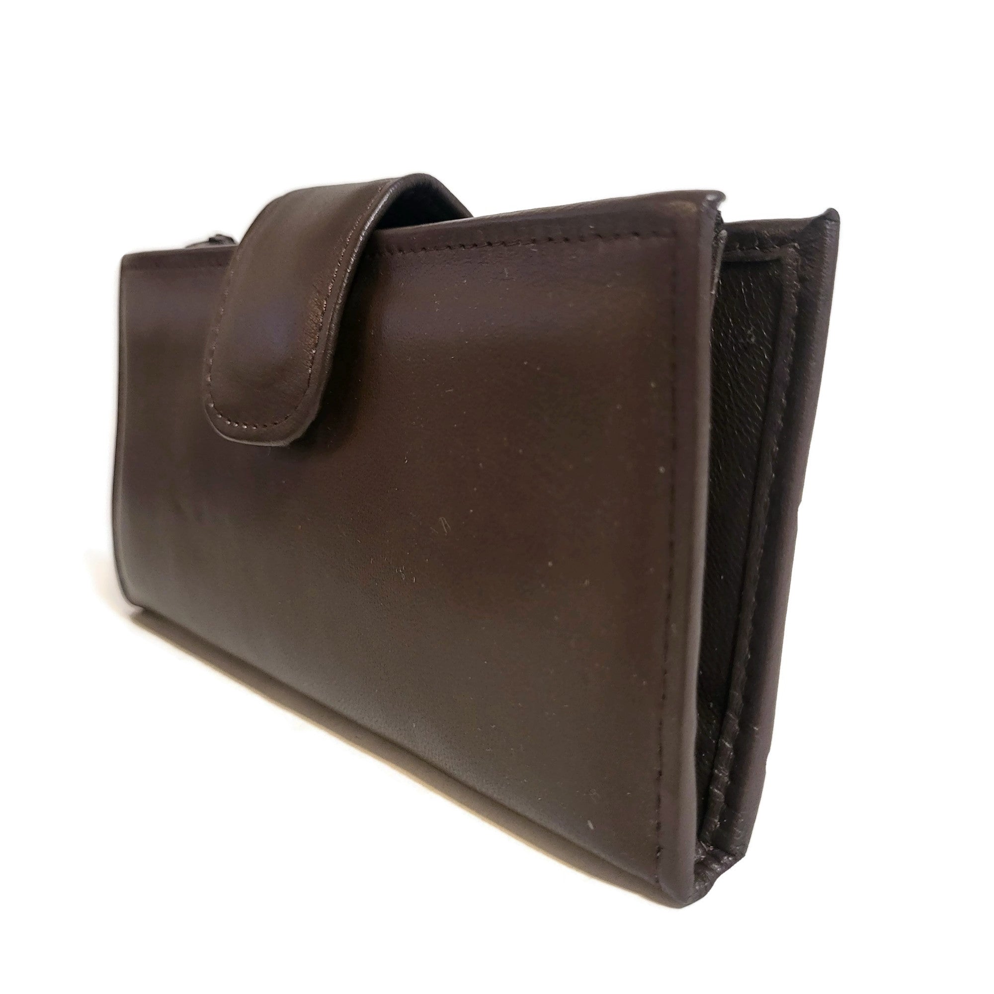 Large leather wallet for woman, with zipper