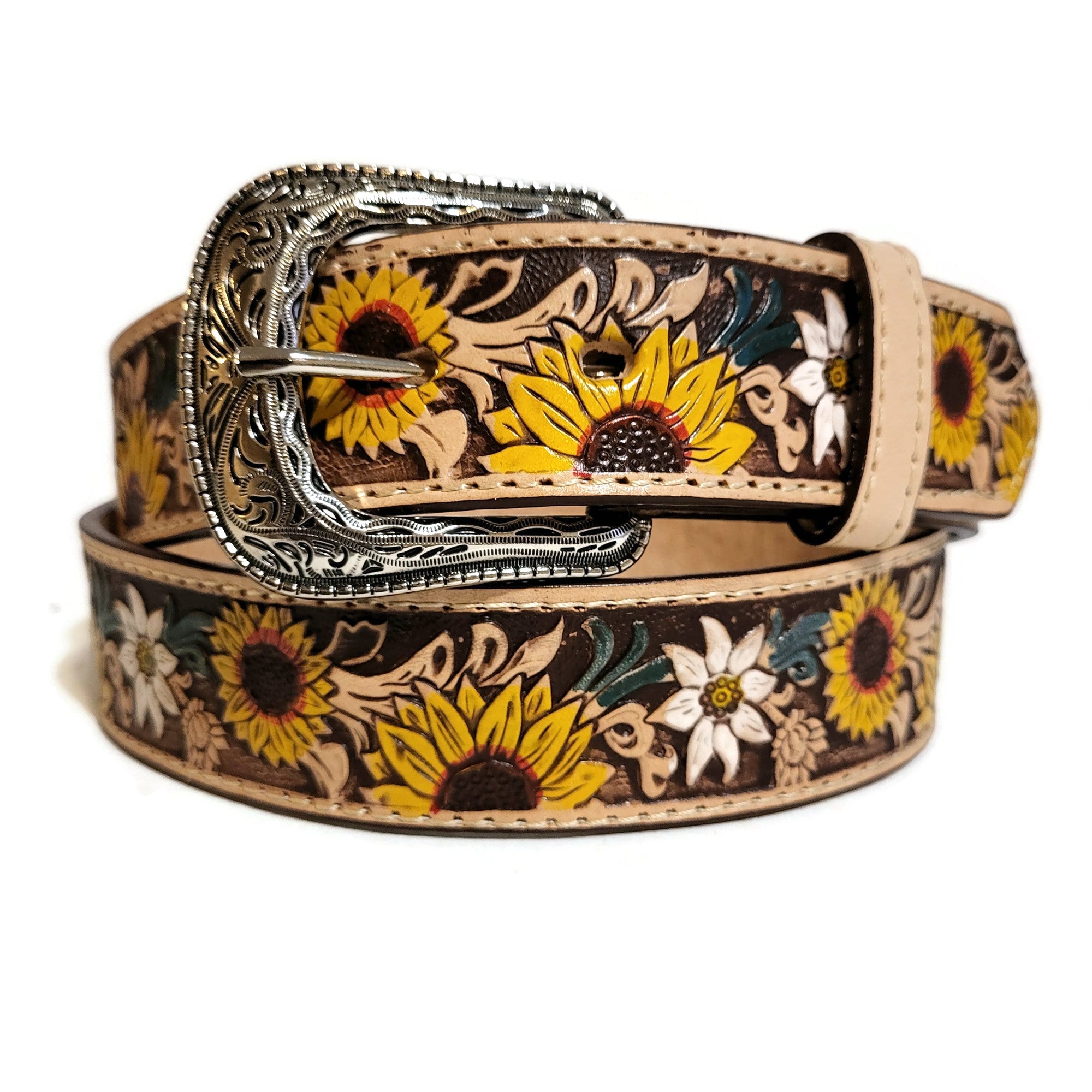 Sunflower leather  belt for women , cowgirl  belt,  bohemian,  western