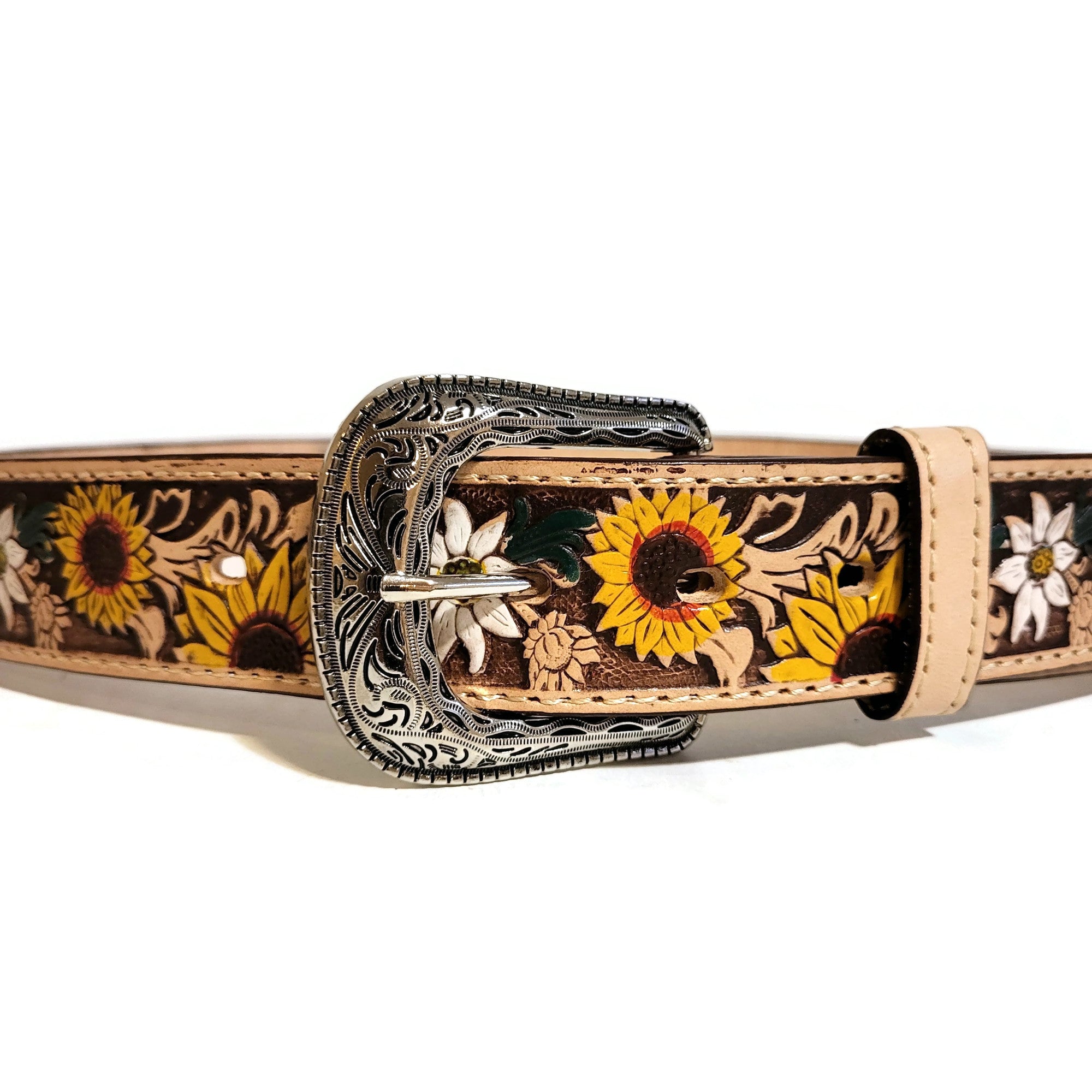 Sunflower leather  belt for women ,handmade