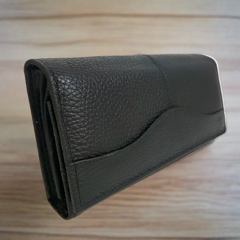 large leather wallet for women, handmade, genuine leather