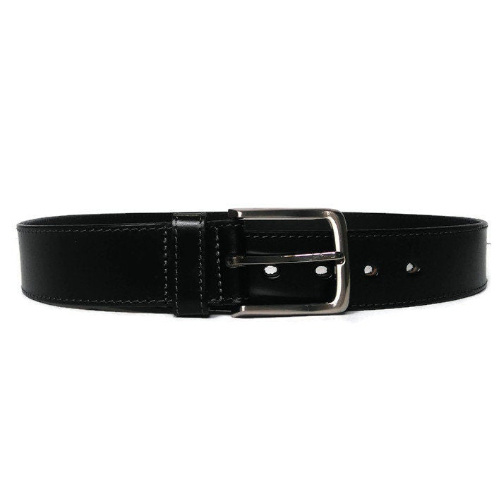 Casual Black Leather Belt  for Men, Minimalist, Personalized Gift for Him