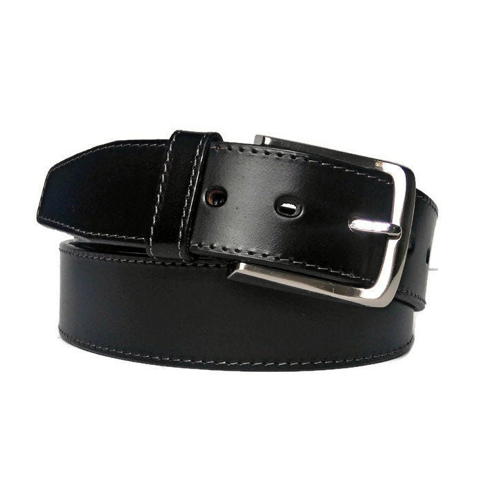 Casual Black Leather Belt  for Men, Minimalist, Personalized Gift for Him