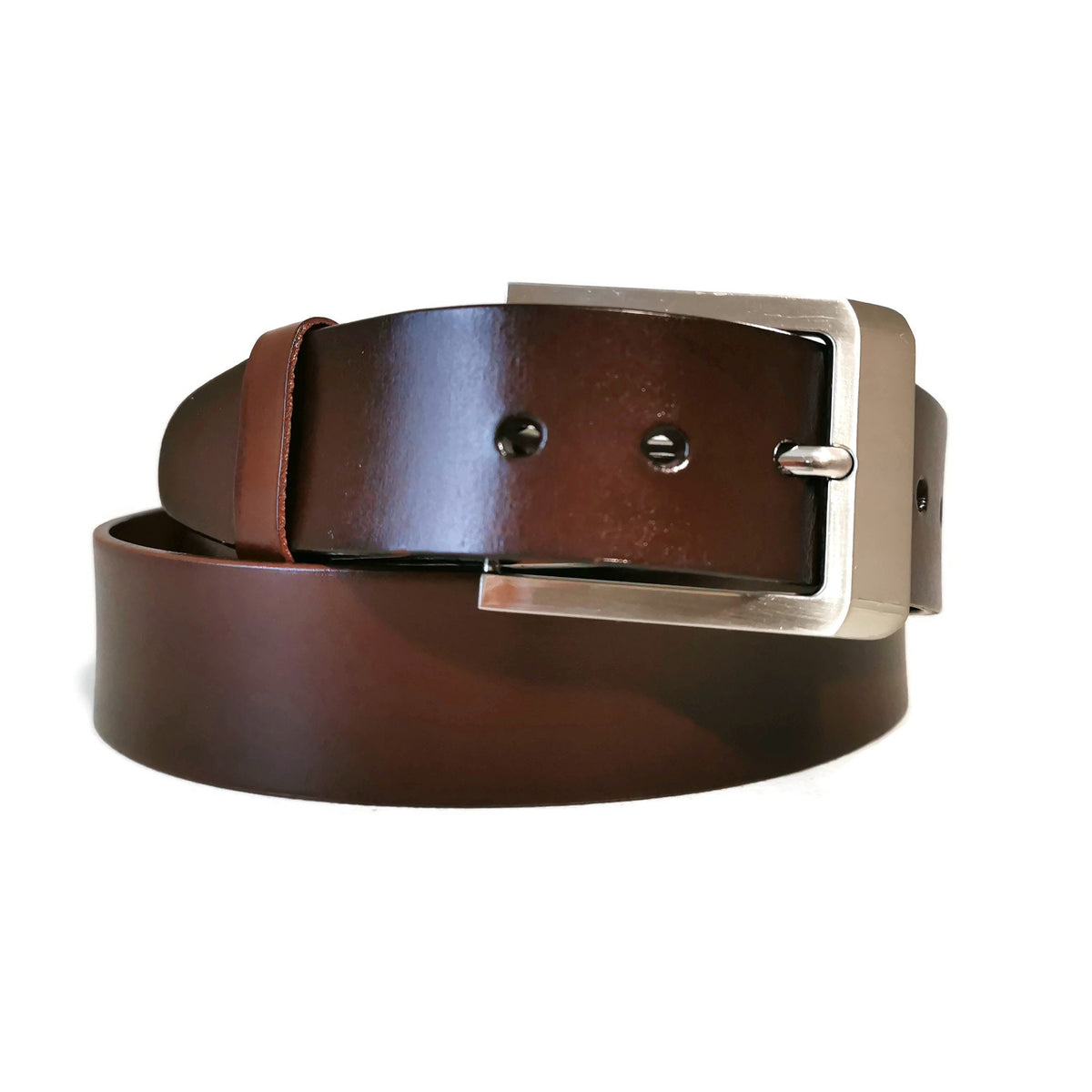 Leather belt for men, brown, casual , with removable buckle