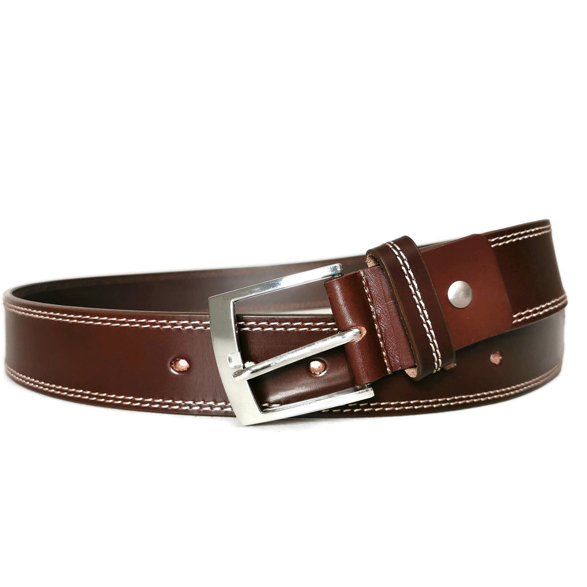 Full Grain Brown Leather Belt for Men: Handcrafted,    Casual  Dress Belt