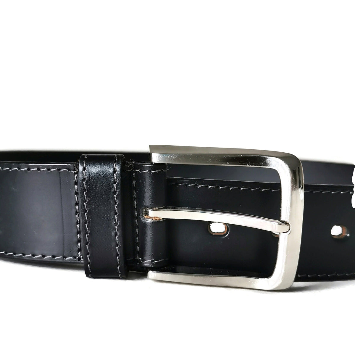 Casual Black Leather Belt  for Men, Minimalist, Personalized Gift for Him