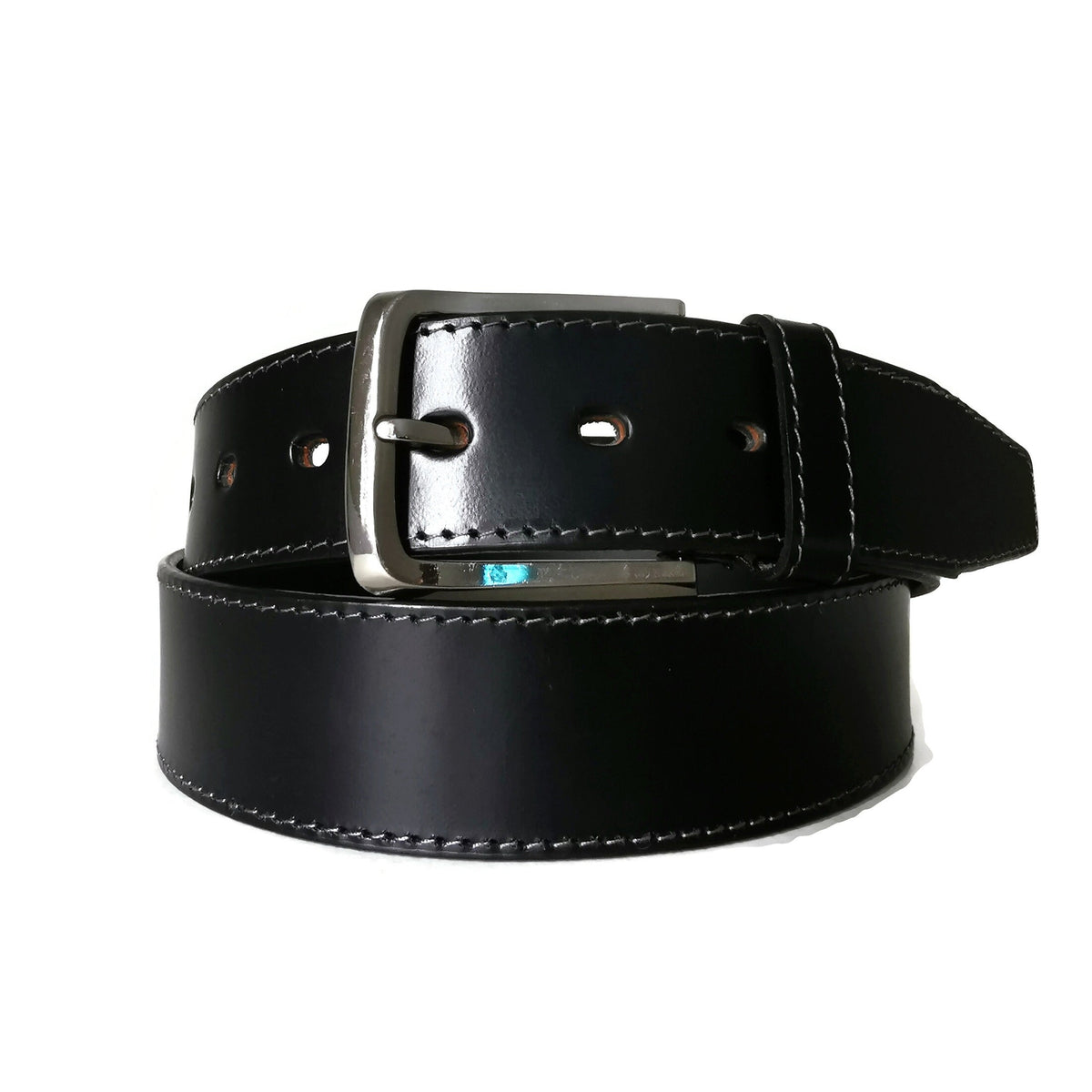 Casual Black Leather Belt  for Men, Minimalist, Personalized Gift for Him