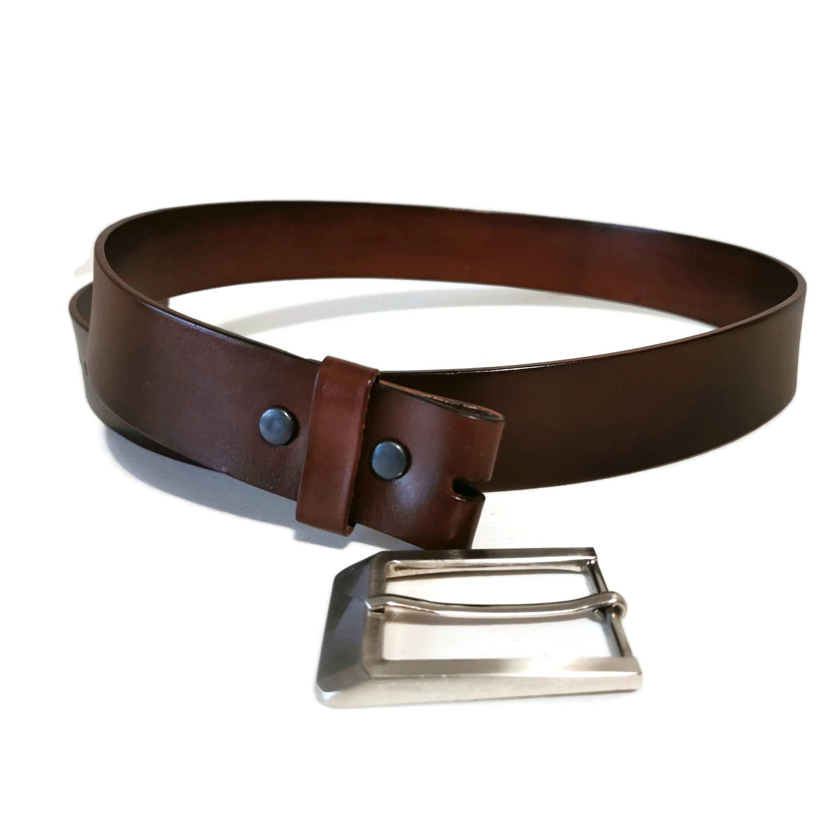 Leather belt for men, brown, casual , with removable buckle