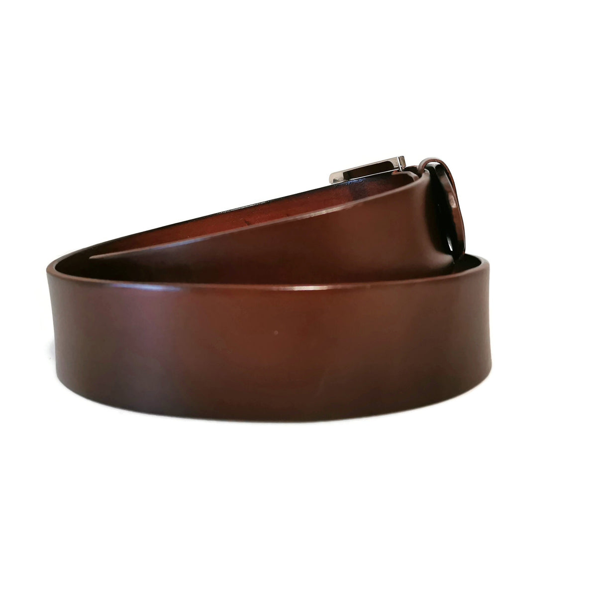 Leather belt for men, brown, casual , with removable buckle