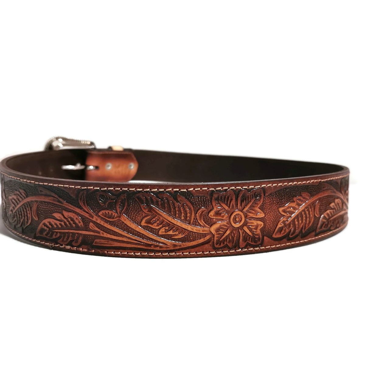 Personalized  Brown Leather Belt for Women Western Cowgirl Style with Removable Buckle
