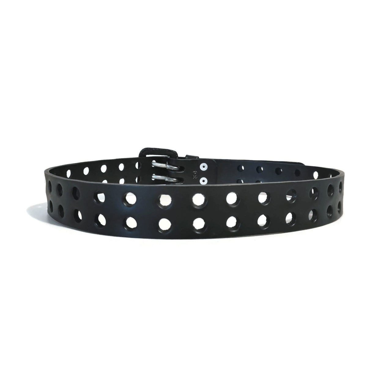 Full Grain Leather Belt for Men, Black, Double Prong Buckle Workwear Style