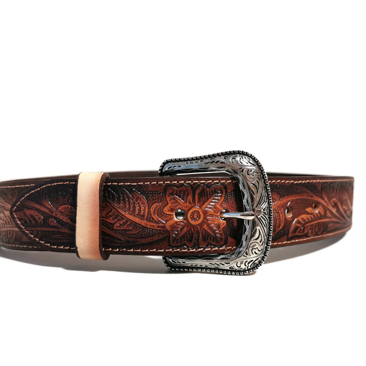 Personalized  Brown Leather Belt for Women Western Cowgirl Style with Removable Buckle