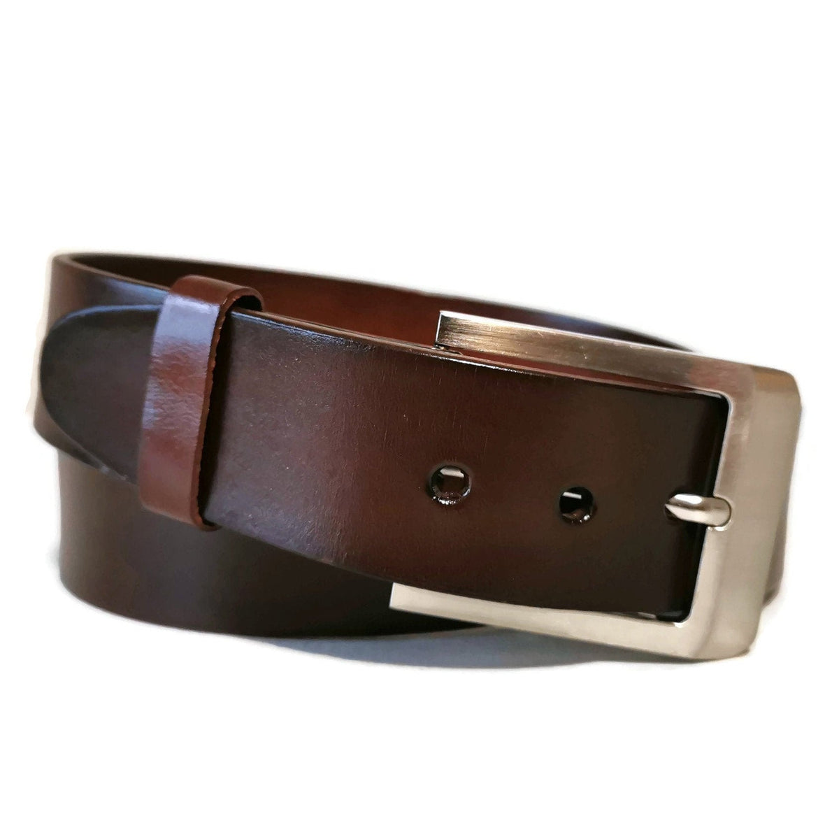 Leather belt for men, brown, casual , with removable buckle
