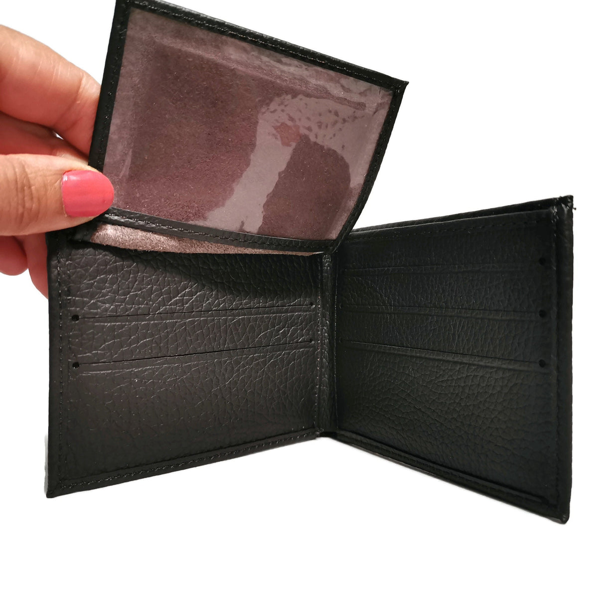 Brown Leather Slim Wallet For Men Bifold  Minimalist Card Holder