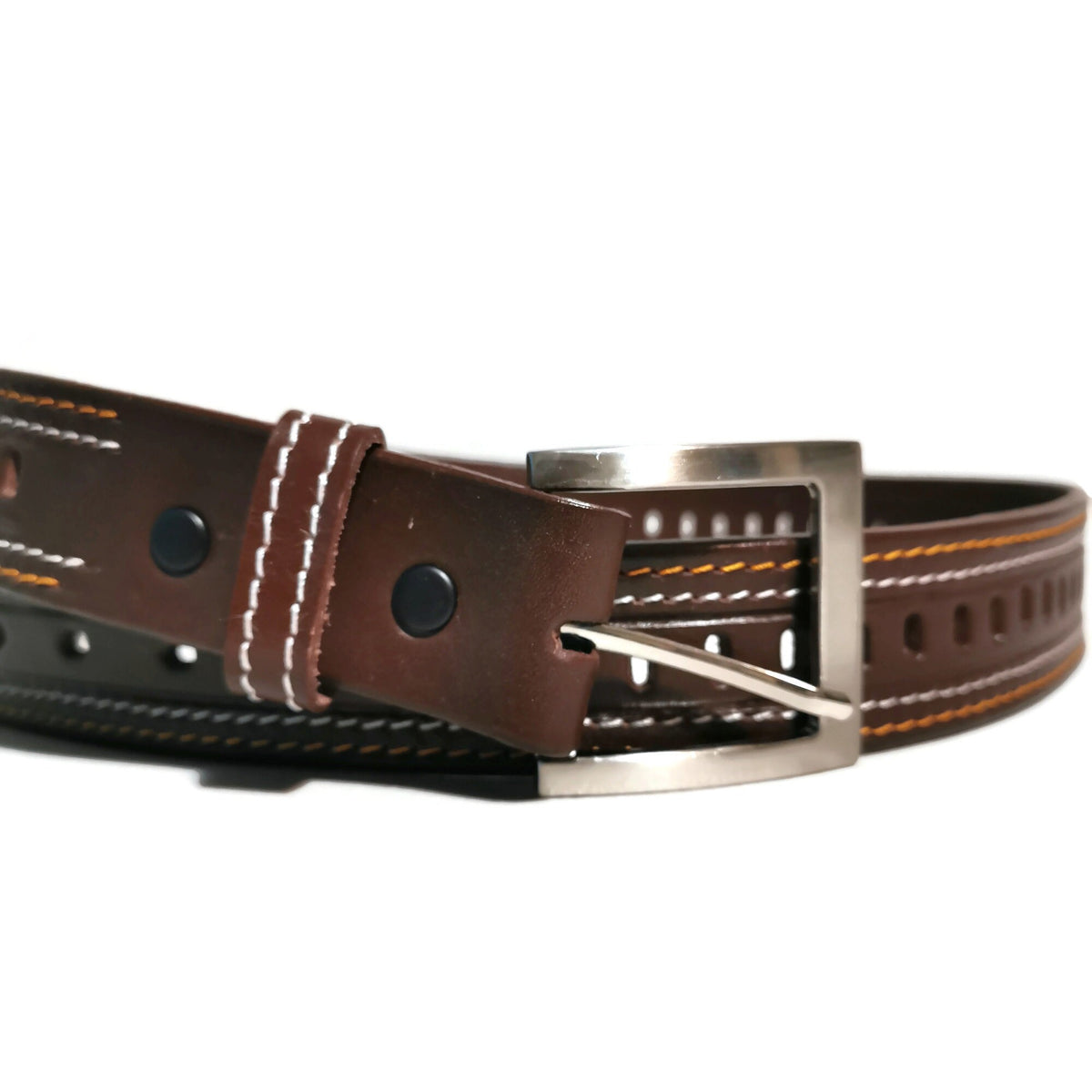 Brown Leather Belt for Men,  Casual Jeans Belt with Removable Buckle
