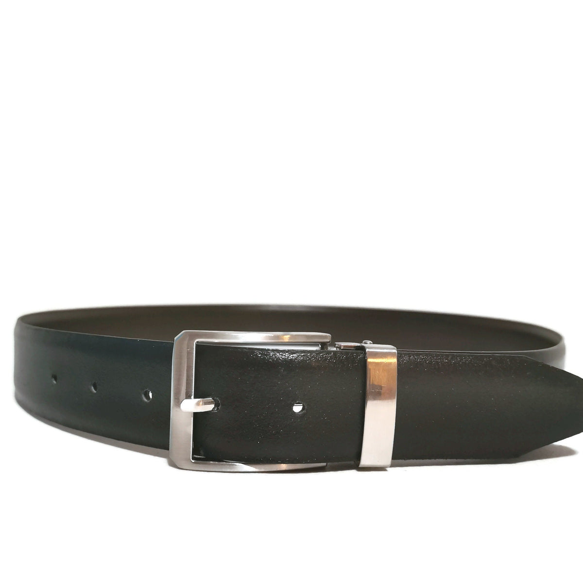 Reversible Black &amp; Brown Leather Belt: Handmade Cowhide, Adjustable Fit
