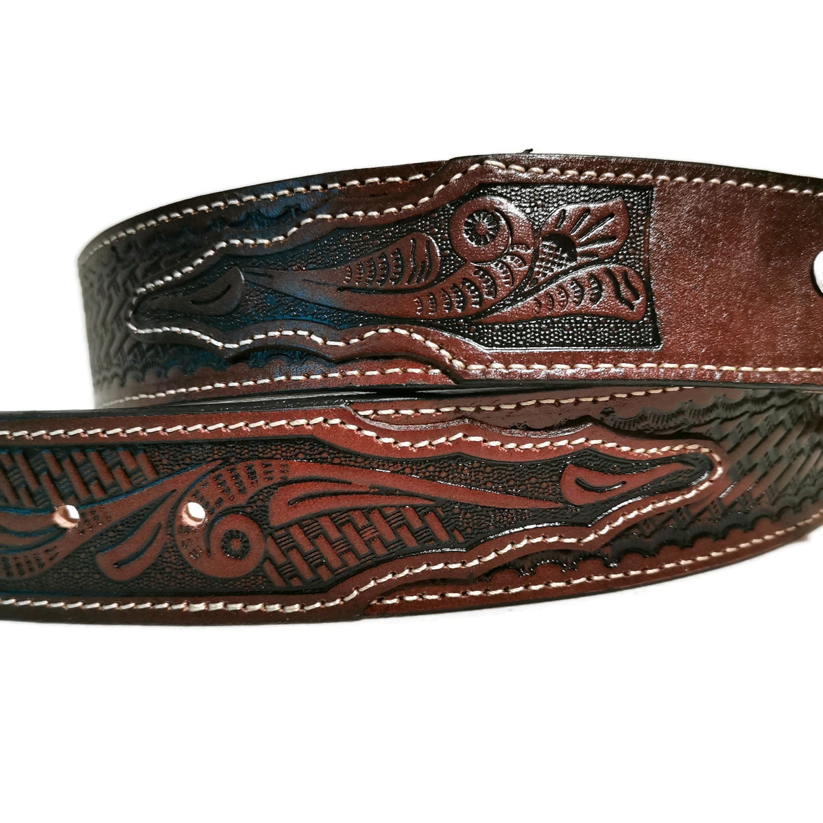 Handmade Brown Leather Western Belt: Mens Rodeo Cowboy Style