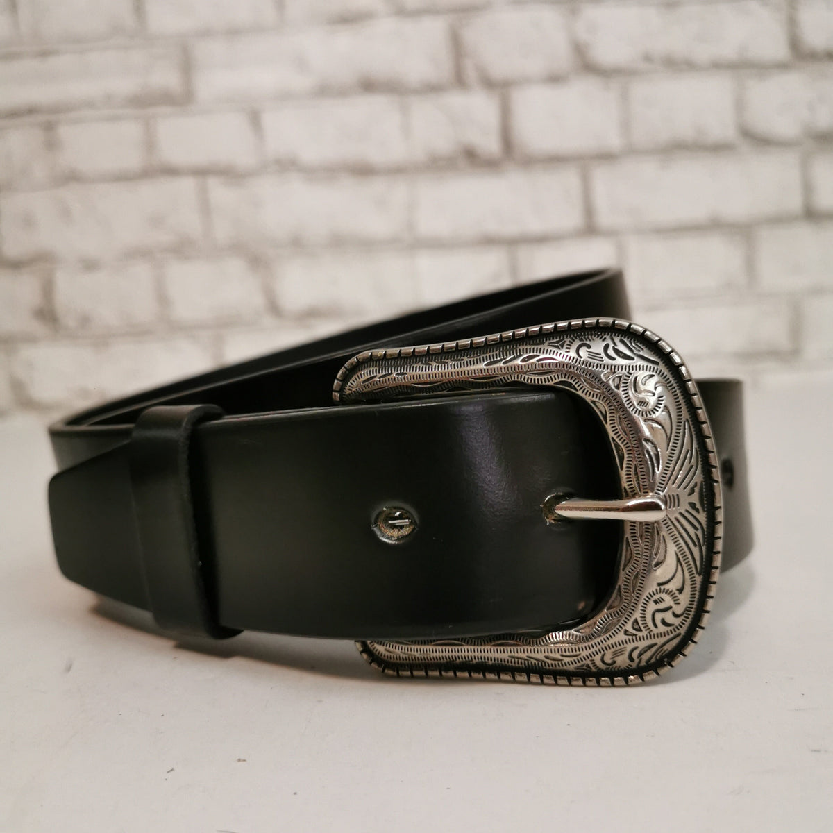 Black  Leather Belt for Women,  Casual, with Removable Buckle, Personalized