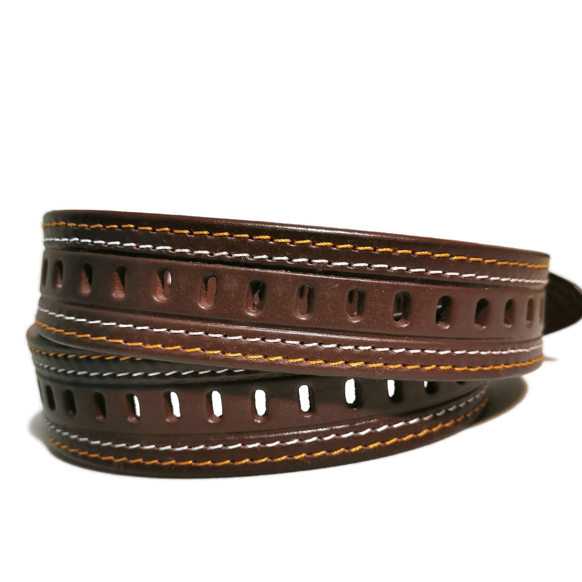 Brown Leather Belt for Men,  Casual Jeans Belt with Removable Buckle