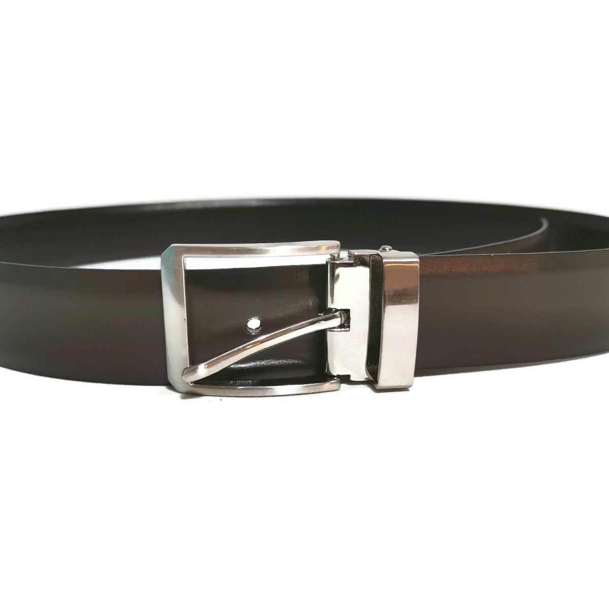 Reversible Black &amp; Brown Leather Belt: Handmade Cowhide, Adjustable Fit