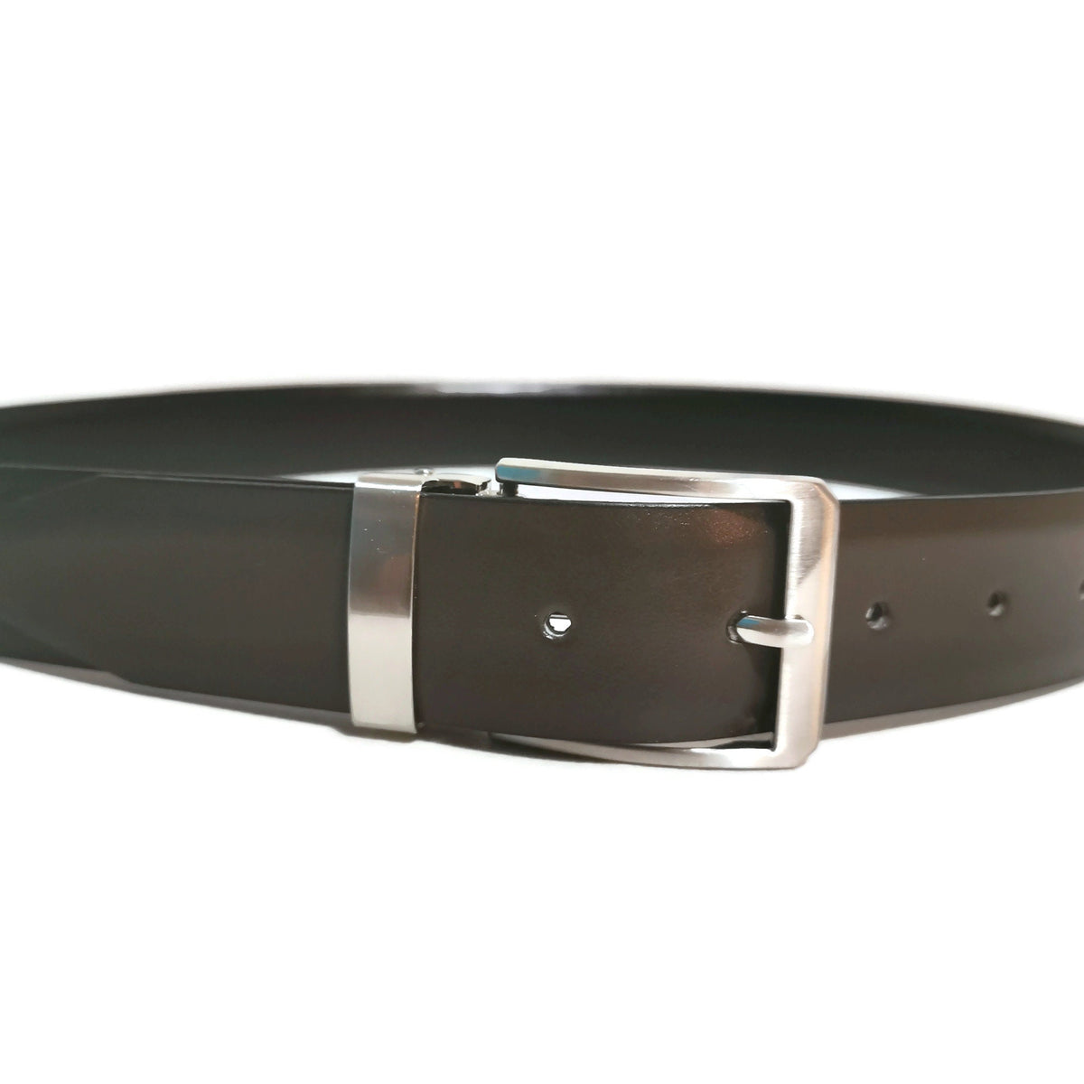 Reversible Black &amp; Brown Leather Belt: Handmade Cowhide, Adjustable Fit