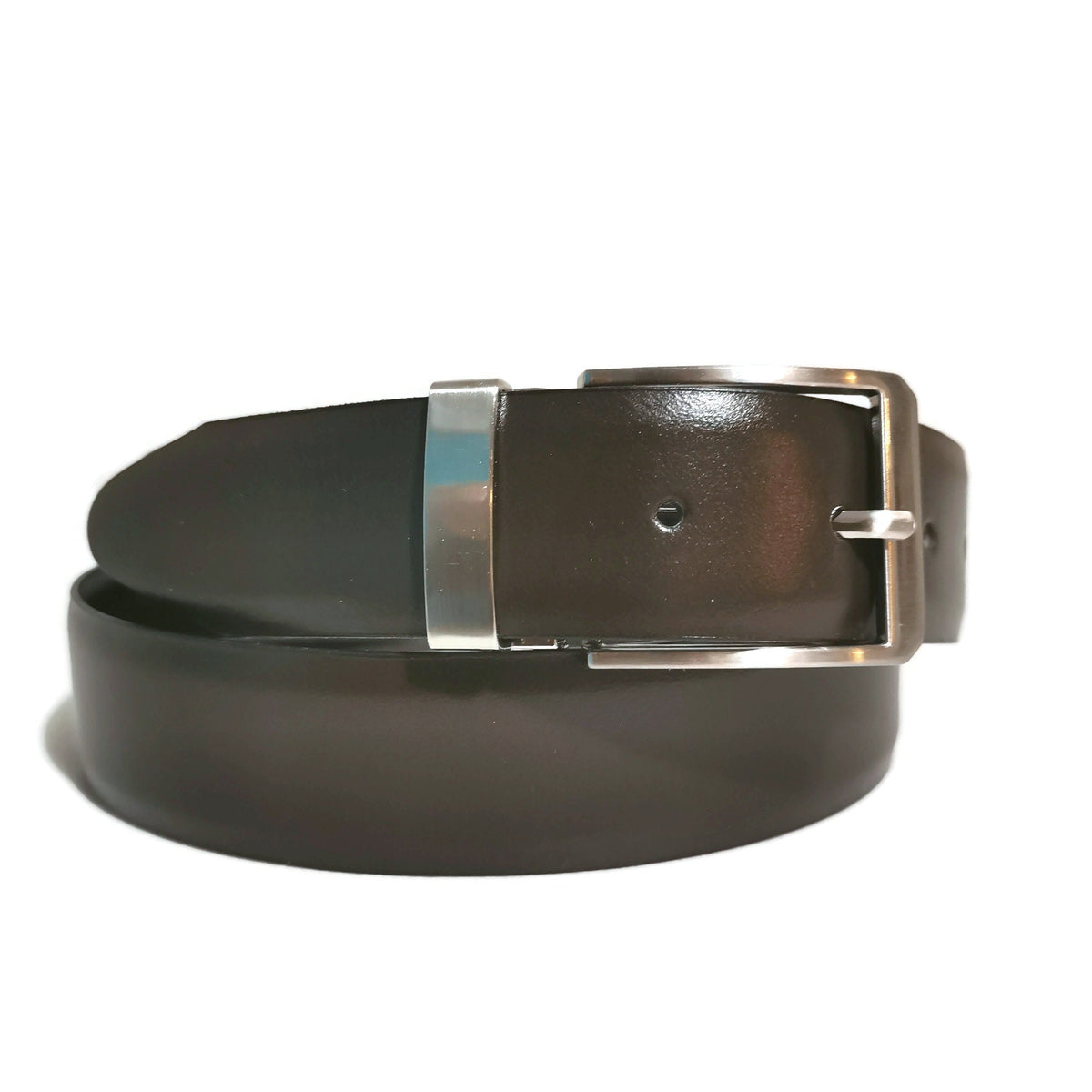 Reversible Black &amp; Brown Leather Belt: Handmade Cowhide, Adjustable Fit