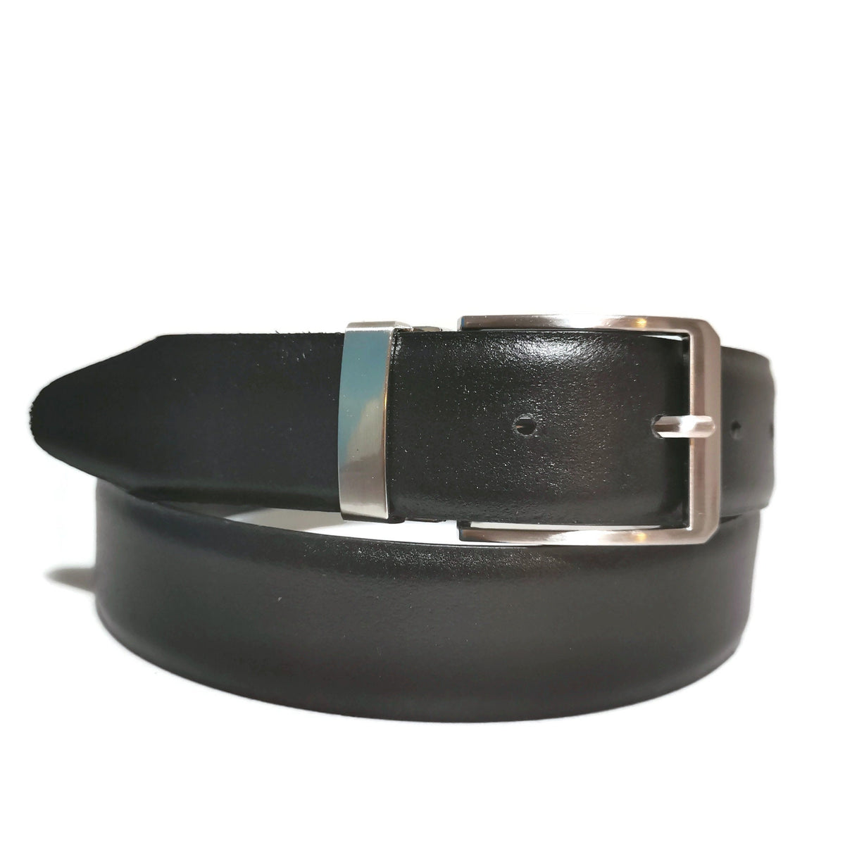 Reversible Black &amp; Brown Leather Belt: Handmade Cowhide, Adjustable Fit