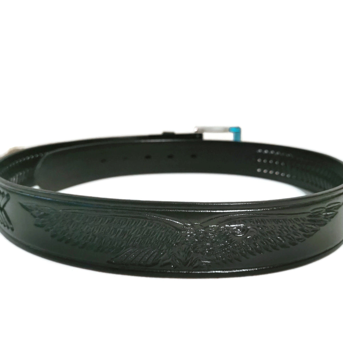 Embossed Leather Cowboy Belt: Men's Western Belt with Eagle Buckle Removable