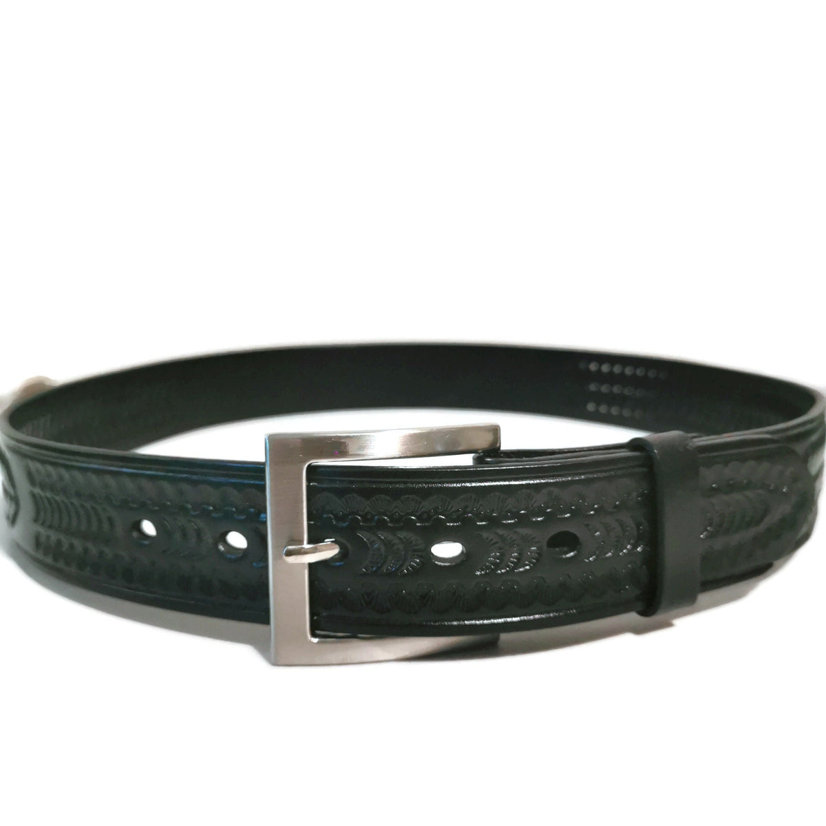 Embossed Leather Cowboy Belt: Men's Western Belt with Eagle Buckle Removable