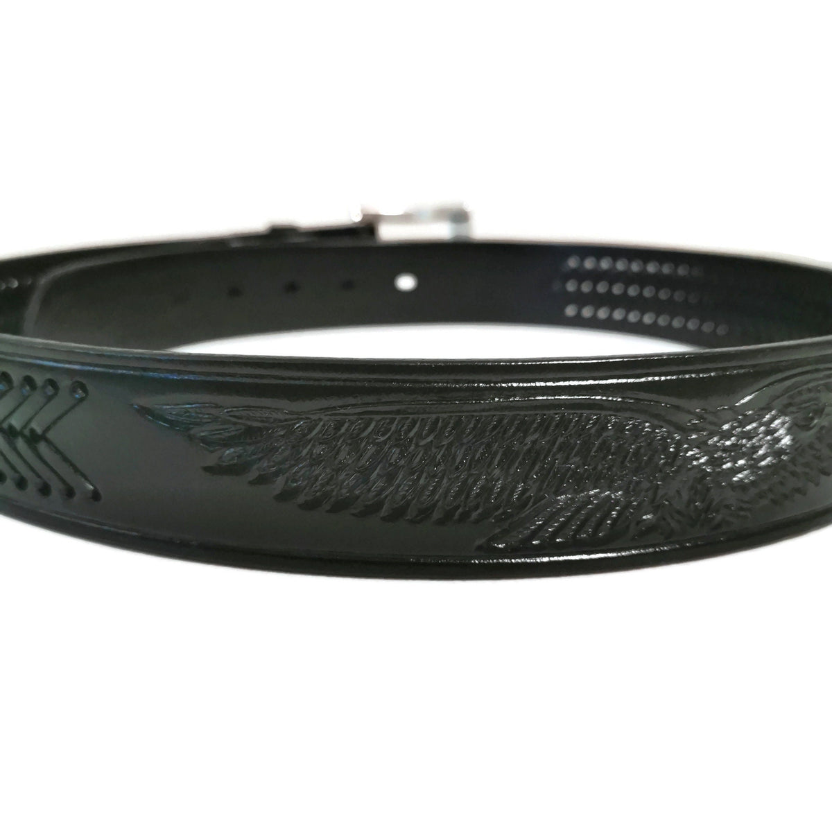 Embossed Leather Cowboy Belt: Men's Western Belt with Eagle Buckle Removable