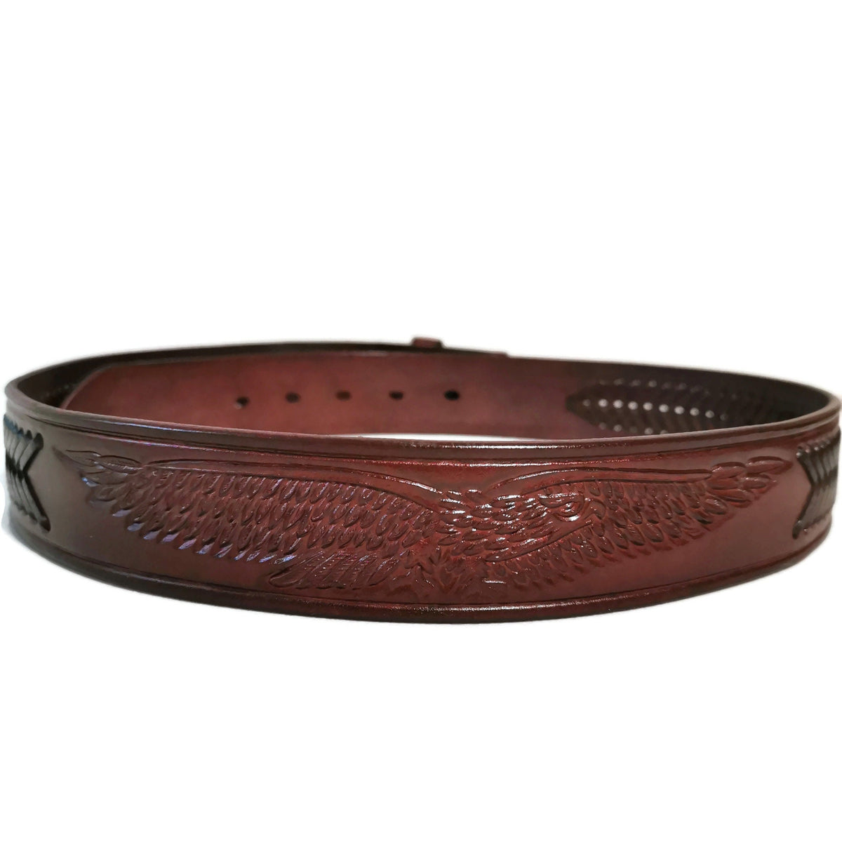 Brown Leather Belt For Men: Embossed Eagle, Braided, Rodeo, Removable Buckle