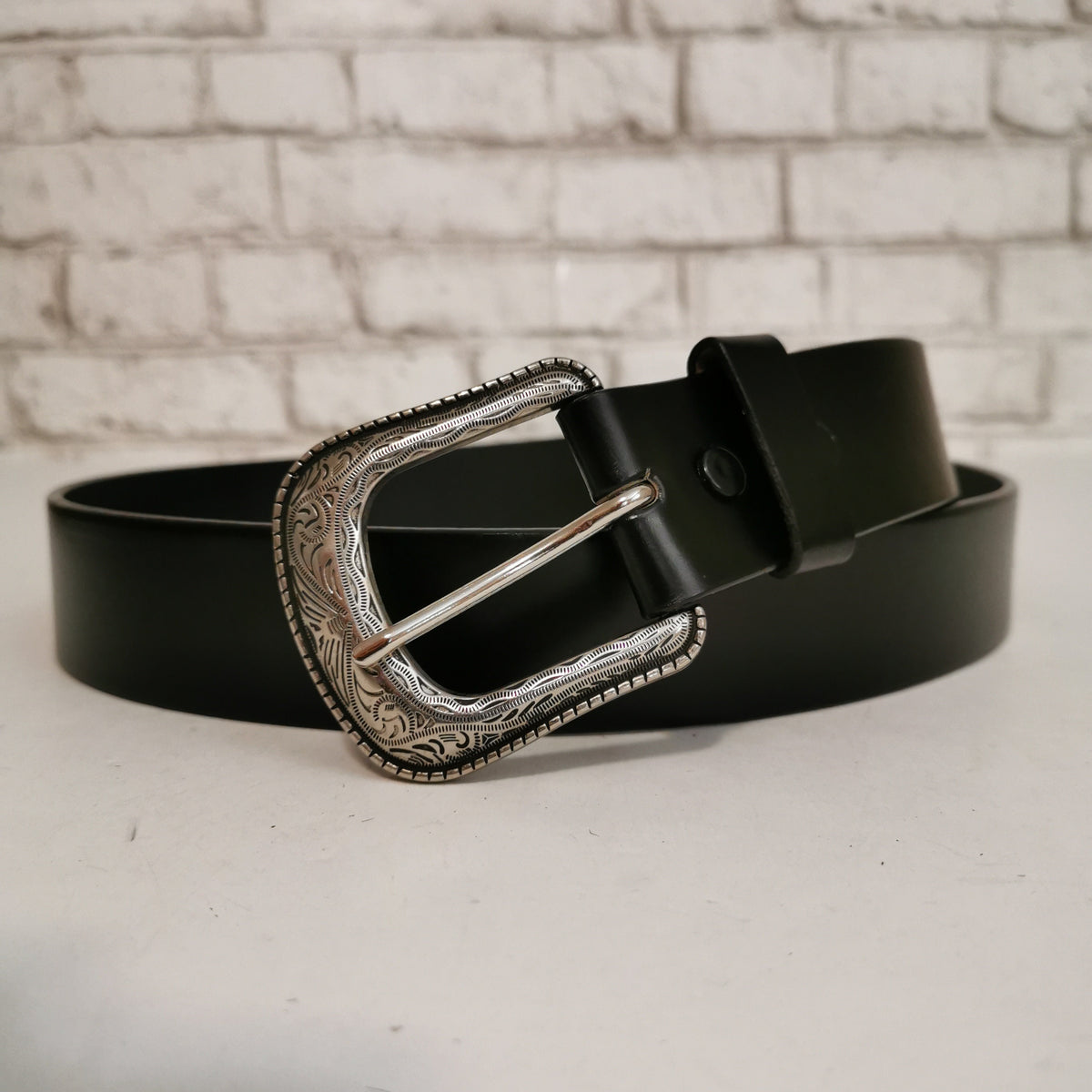 Black  Leather Belt for Women,  Casual, with Removable Buckle, Personalized