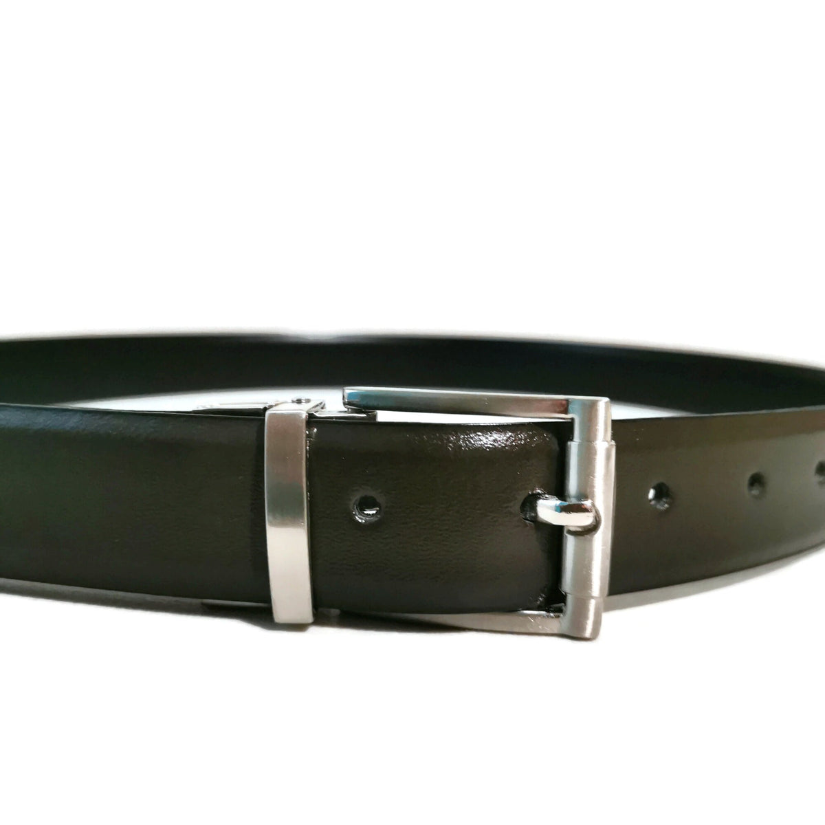 Reversible Black Brown Leather Belt for Men: Handmade Cowhide Dress Belt