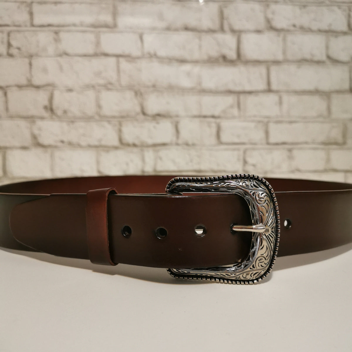 Brown Leather Belt for Men, Casual, with Removable Buckle, Personalized