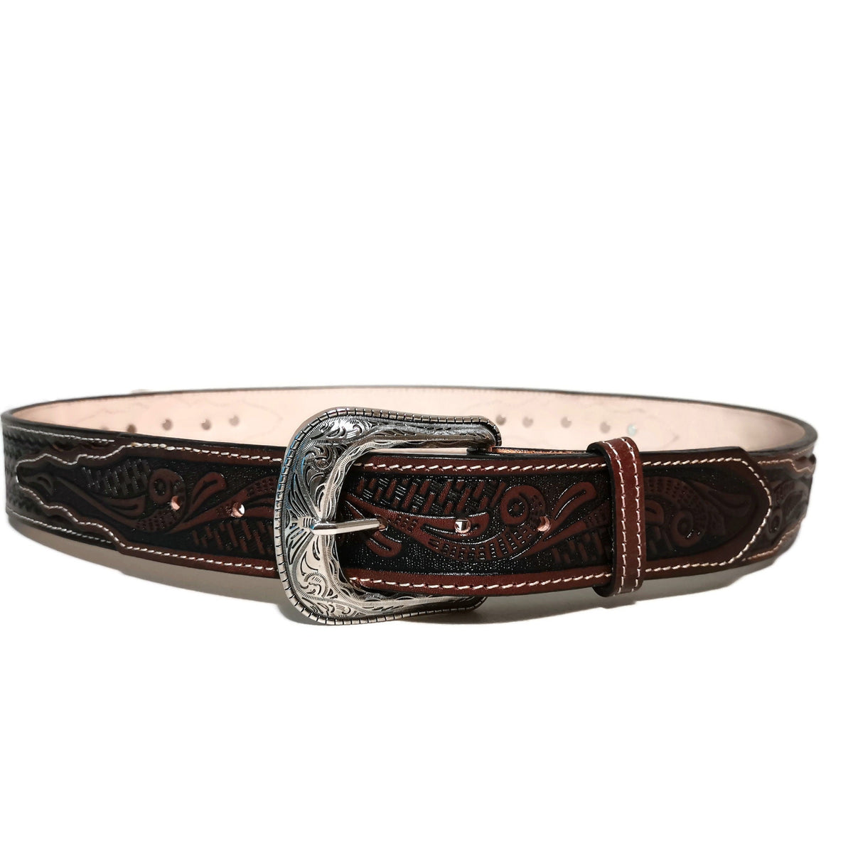 Handmade Brown Leather Western Belt: Mens Rodeo Cowboy Style