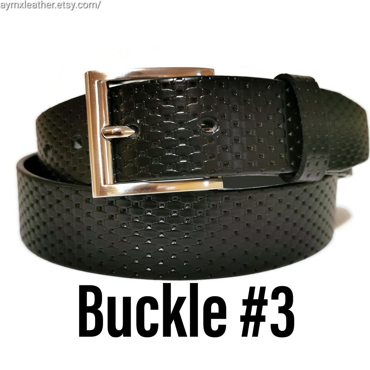 Personalized Black Leather belt for Men Embossed Minimalist with  Removable Buckle