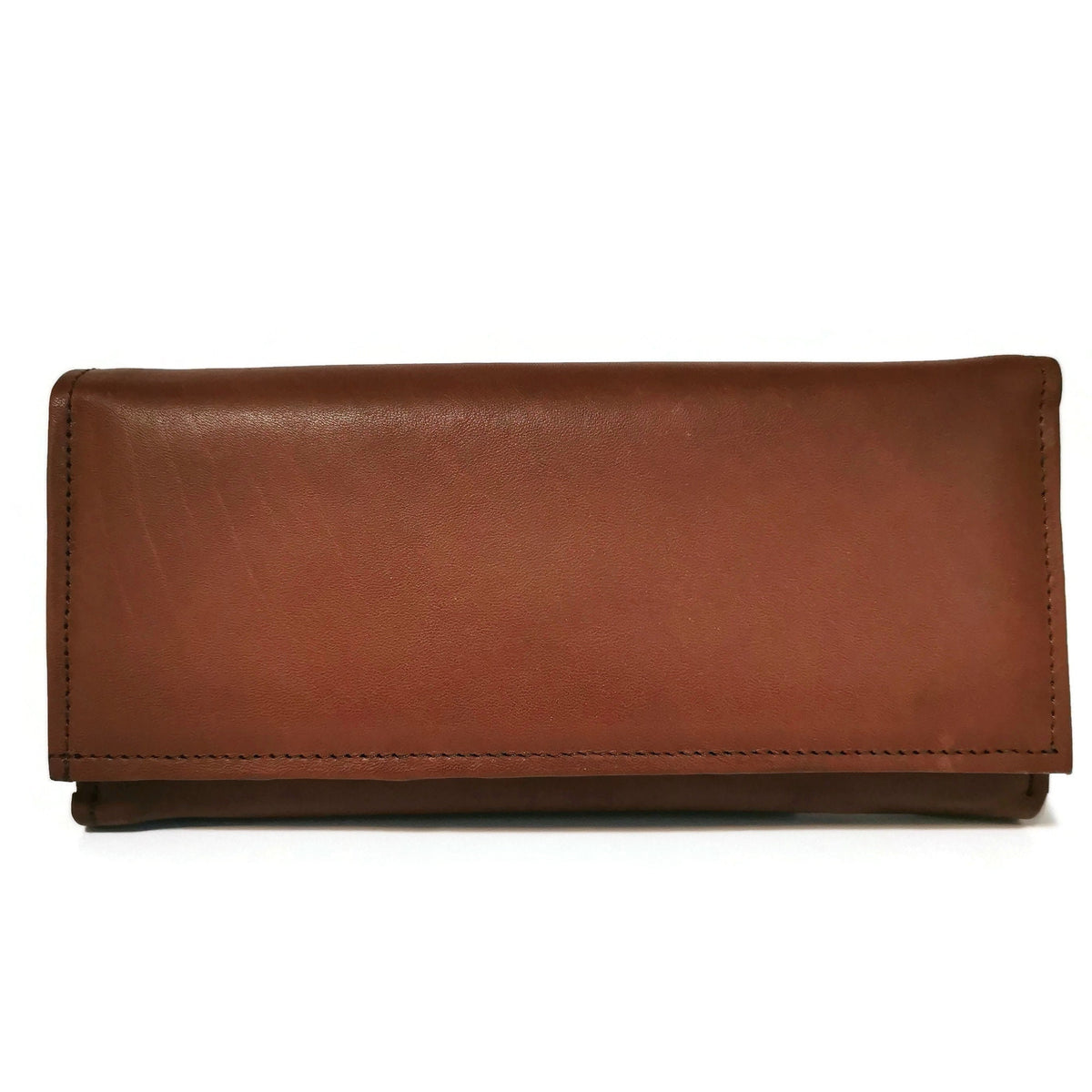 Large Leather Women's Wallet for Cards, Brown, Zipper, Multiple Compartments