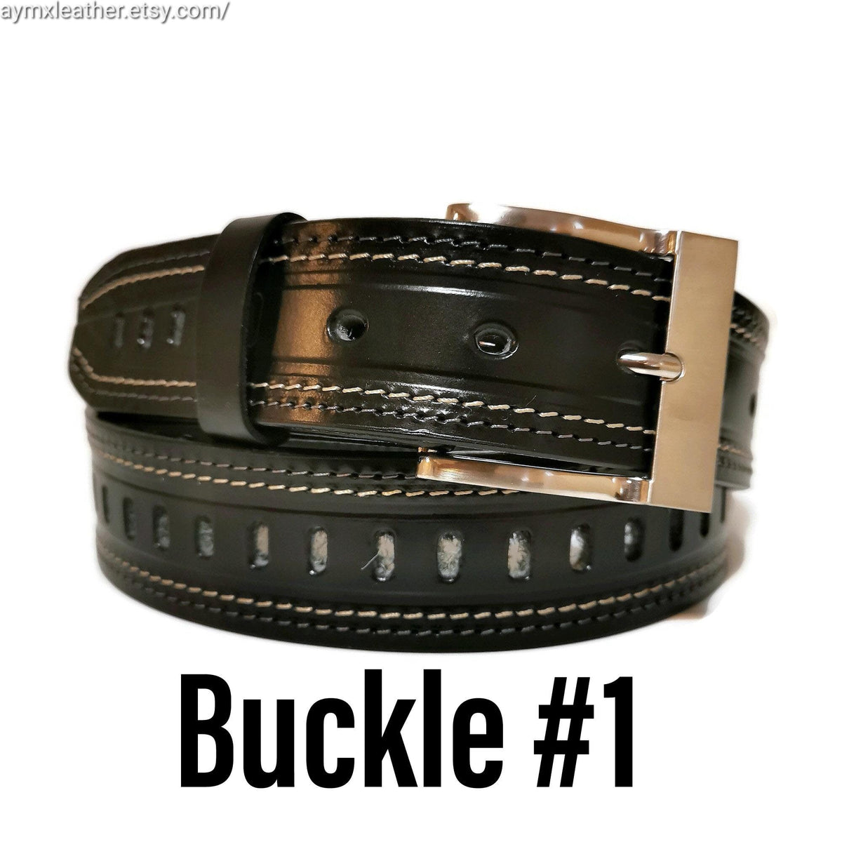 Full-Grain Black Leather Belt for Men, Casual, Removable Buckle