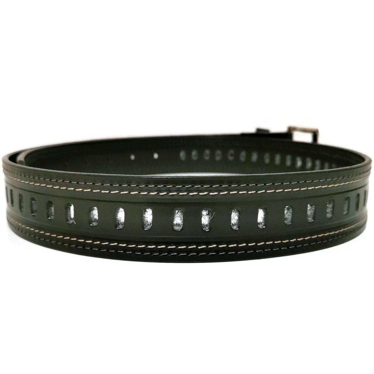Full-Grain Black Leather Belt for Men, Casual, Removable Buckle