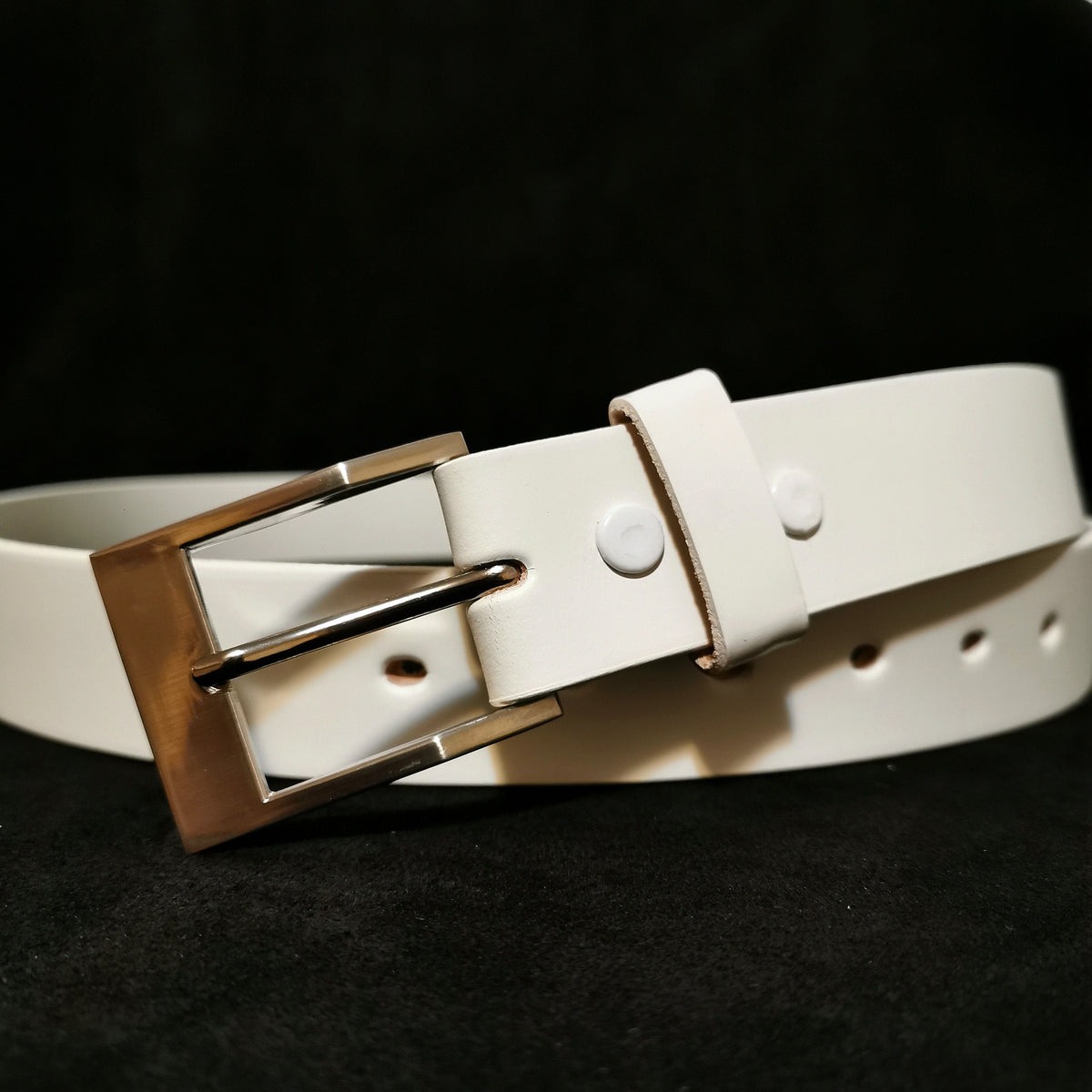 White Leather Belt  With Removable Buckle Cowhide, Casual , Dress Belt