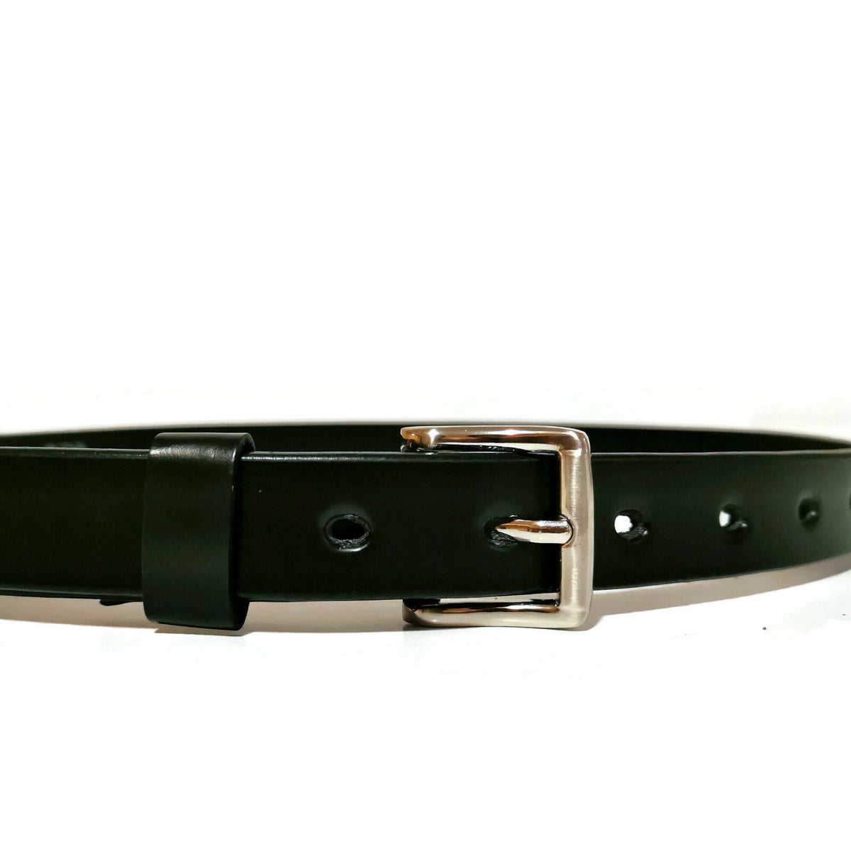 Skinny Black Leather Belt Women: Full Grain Removable Buckle