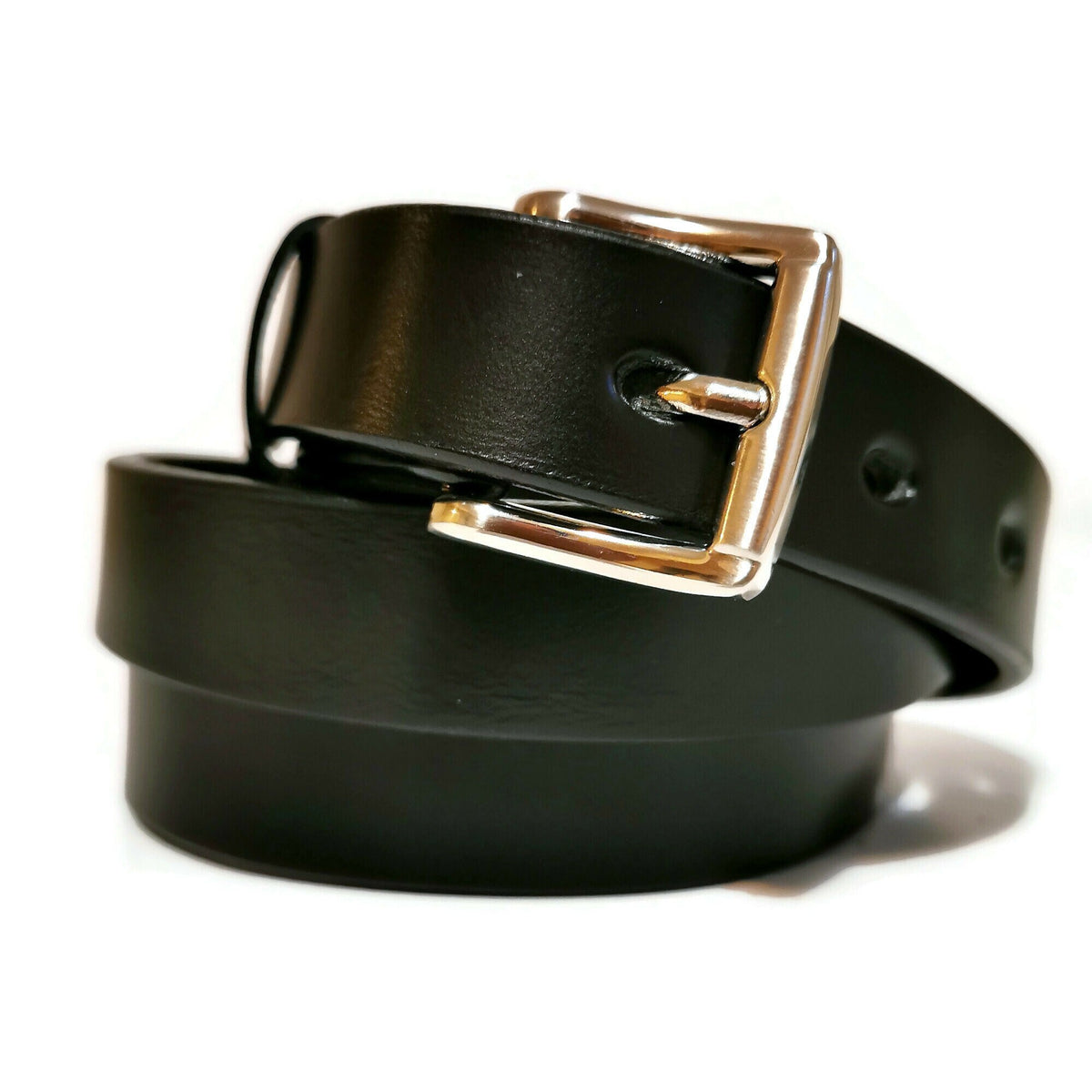 Skinny Black Leather Belt Women: Full Grain Removable Buckle