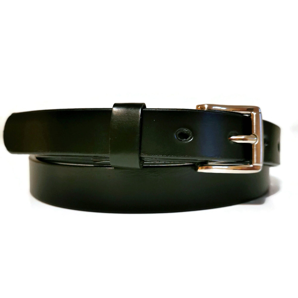 Skinny Black Leather Belt Women: Full Grain Removable Buckle