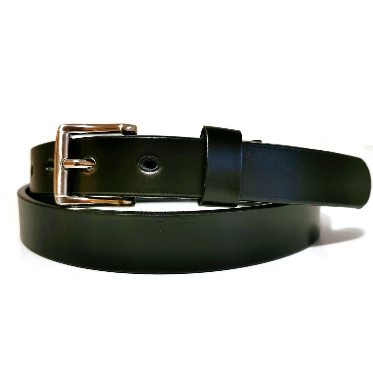 Skinny Black Leather Belt Women: Full Grain Removable Buckle