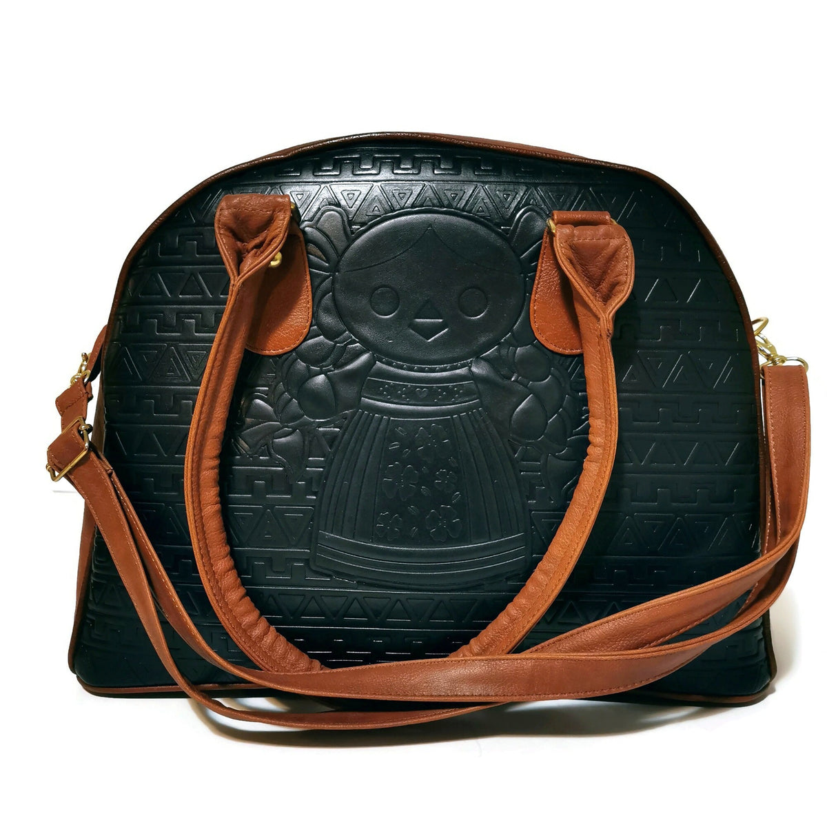 Embossed Faux Leather Shoulder Bag: Handmade Boho Handbag